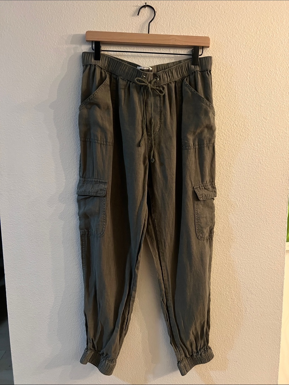 Nicole Miller Olive Green Cargo Jogger Pants